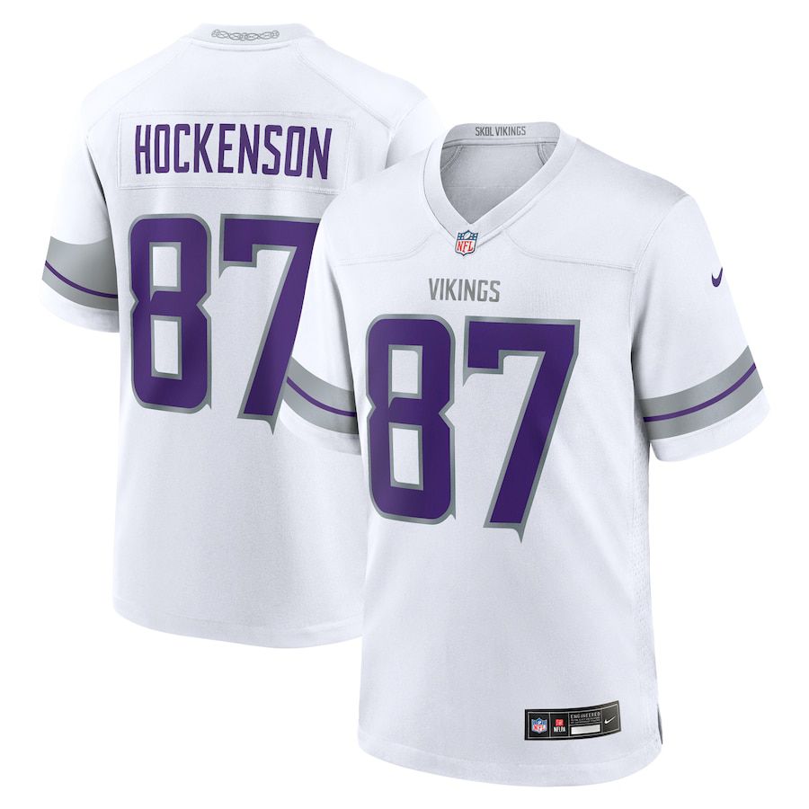 Men Minnesota Vikings #87 T.J. Hockenson Nike White Alternate Game Player NFL Jersey